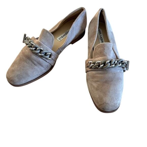 Karl Lagerfeld Paris Lynette Womens Tan Suede Chain Loafer Flats size 7.515 - Picture 6 of 8